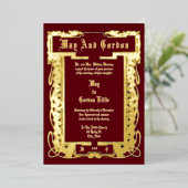  Art Nouveau 1902 Bloemengrens Bruiloft Folie Uitnodiging (Staand Voorkant)