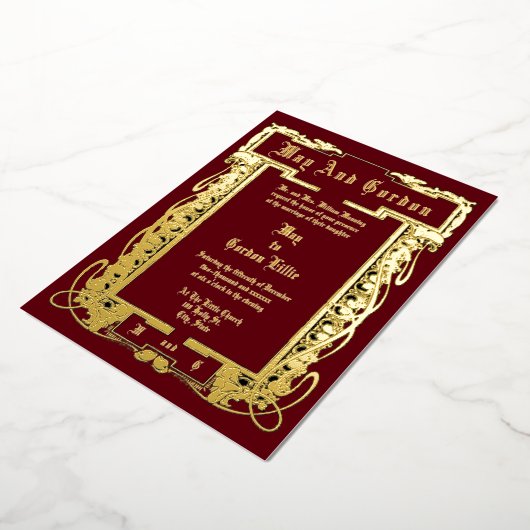  Art Nouveau 1902 Bloemengrens Bruiloft Folie Uitnodiging (Gedraaid)