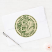 Art Nouveau 1903 Vrouw & Boek Ex Libris Sjabloon Ronde Sticker (Envelop)