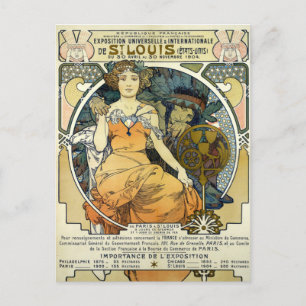 Art Nouveau 1904 World's Fair van Alphonse Mucha Briefkaart