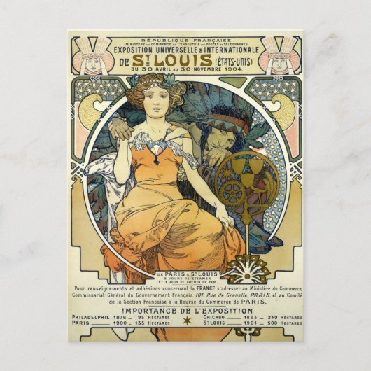 Art Nouveau 1904 World's Fair van Alphonse Mucha Briefkaart (Voorkant)