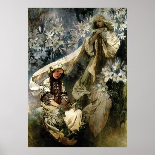 Art Nouveau 1905 Madonna van de Lilies door Mucha Poster (Voorkant)