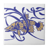 Art Nouveau 1905 Vis en zeewier Frieze Patroon Tegeltje (Voorkant)