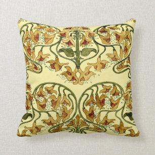 art nouveau 1907 bloemenpatroon ontwerp kussen