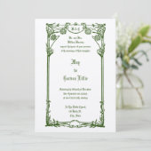  Art Nouveau 1908 Bloemengrens Bruiloft Kaart (Staand voorkant)