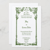  Art Nouveau 1908 Bloemengrens Bruiloft Kaart (Voorkant / Achterkant)