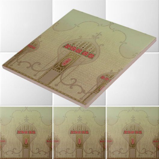 Art Nouveau 1915 Mission Style Bloemfries Tegeltje