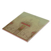 Art Nouveau 1915 Mission Style Bloemfries Tegeltje (Zijkant)