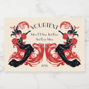  Art Nouveau 1920 Flapper Girls Sjabloon Voedselcontainer Etiket