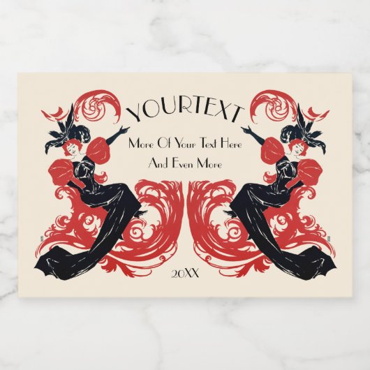  Art Nouveau 1920 Flapper Girls Sjabloon Voedselcontainer Etiket (Enkel label)