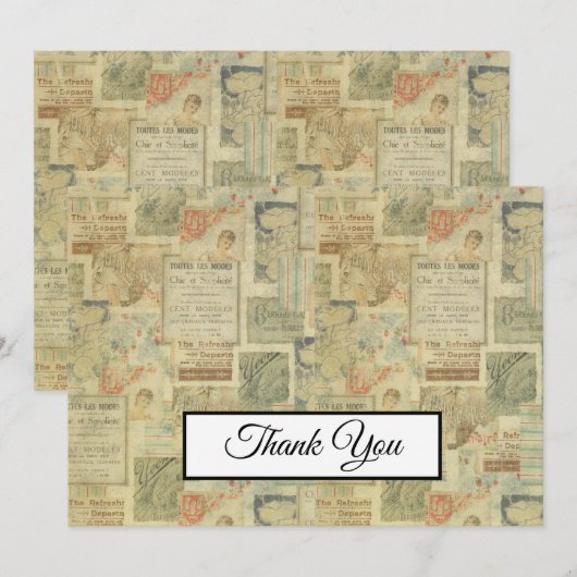  art nouveau 1920's antiek dank u bedankkaart (Voorkant / Achterkant)