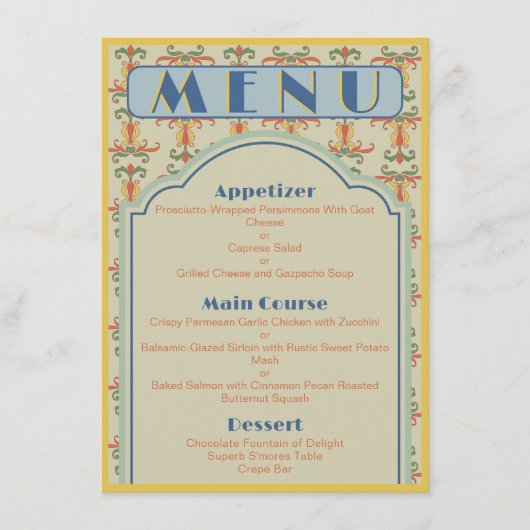 Art Nouveau 4,5 inch x 6,25 inch huwelijksmenu Menu (Voorkant)