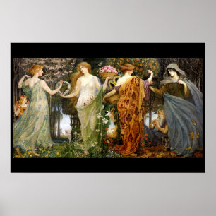 Art Nouveau '4 Seizoenen' van Walter Crane Poster