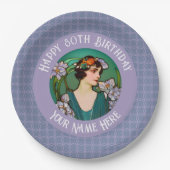 Art Nouveau 80th / aangepaste verjaardag - uw foto Papieren Bordje (Voorkant)