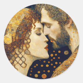 Art Nouveau A Couple In Love Ronde Sticker