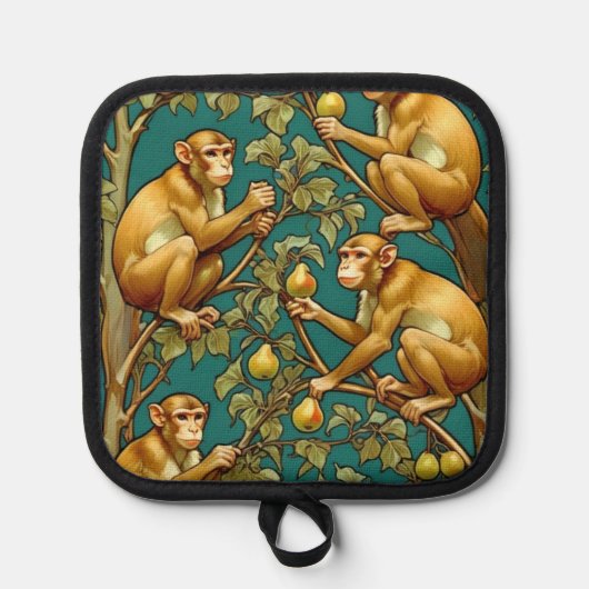 Art Nouveau aap pannenlap (Voorkant)