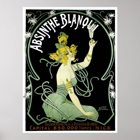  Art Nouveau Absinthe Blanqui door Nover Poster (Voorkant)