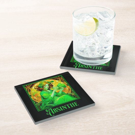Art Nouveau Absinthe Glazen Onderzetter (Schuin)