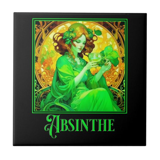 Art Nouveau Absinthe Tegeltje (Voorkant)