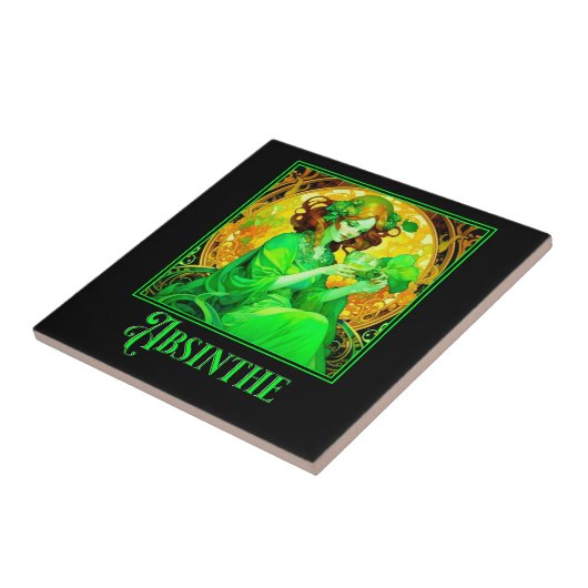 Art Nouveau Absinthe Tegeltje (Zijkant)
