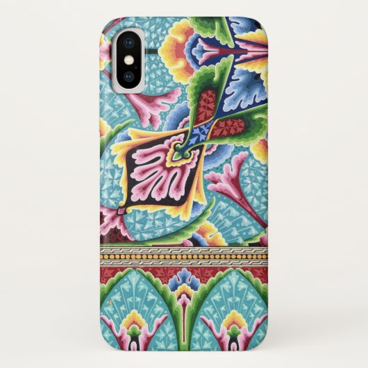 Art nouveau abstract blauw roze textiel kunstpatro Case-Mate iPhone case (Achterkant)