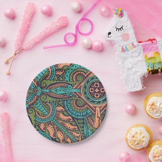 Art nouveau abstract blauwgroen christopher dresso papieren bordje (Feest)