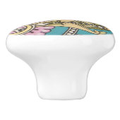 Art nouveau abstract Christopher dresser blauw roz Keramische Knop (Zijkant)