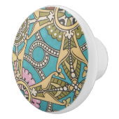 Art nouveau abstract Christopher dresser blauw roz Keramische Knop (Rechts)