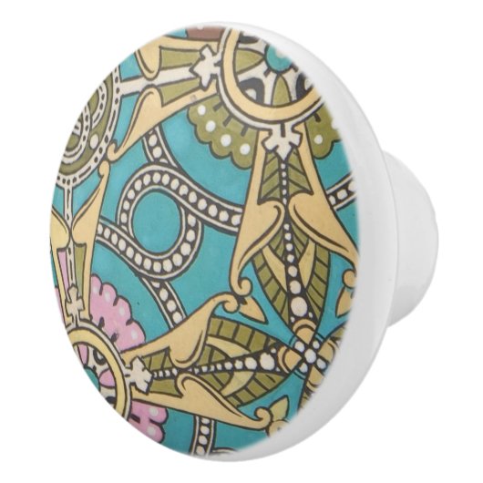 Art nouveau abstract Christopher dresser blauw roz Keramische Knop (Rechts)