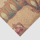 Art nouveau abstract flower burgundy red green tissuepapier (Detail)