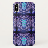 Art nouveau abstract juweelpatroon blauw paars Case-Mate iPhone case (Achterkant)