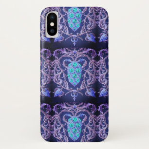 Art nouveau abstract juweelpatroon blauw paars Case-Mate iPhone case