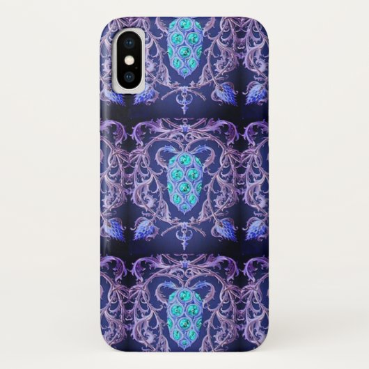 Art nouveau abstract juweelpatroon blauw paars Case-Mate iPhone case (Achterkant)