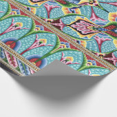 Art nouveau abstract motief textiel art blauw roze cadeaupapier (Hoek)