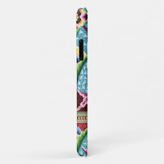 Art nouveau abstract patroonblauw roze textielkuns Case-Mate iPhone case (Achterkant/rechts)