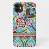 Art nouveau abstract patroonblauw roze textielkuns Case-Mate iPhone case (Achterkant)