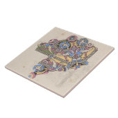 Art nouveau abstract textiel Christopher dresser Tegeltje (Zijkant)