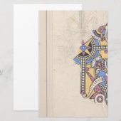 Art nouveau abstract textiel Christopher dressoir Briefpapier (Voorkant / Achterkant)