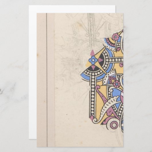 Art nouveau abstract textiel Christopher dressoir Briefpapier (Voorkant / Achterkant)