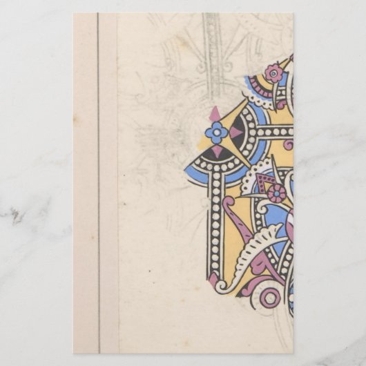 Art nouveau abstract textiel Christopher dressoir Briefpapier (Voorkant)