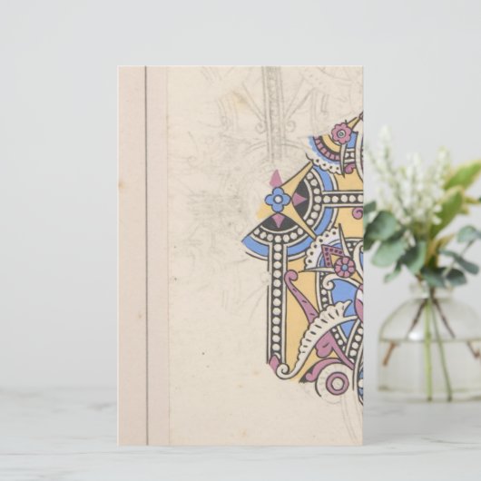 Art nouveau abstract textiel Christopher dressoir Briefpapier (Staand voorkant)