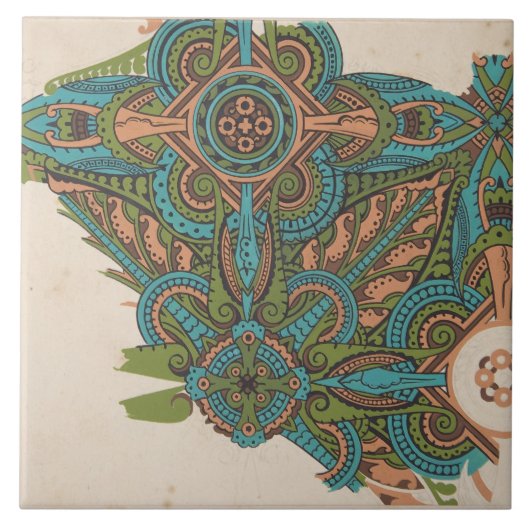 Art nouveau abstracte art christopher dressoir tegeltje (Voorkant)