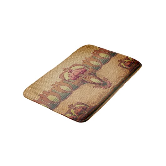 Art nouveau abstracte bloem bordeaux rood groen badmat (Gekanteld)