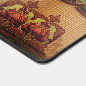 Art nouveau abstracte bloem bordeaux rood groen bureaumat (Hoek)