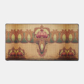 Art nouveau abstracte bloem bordeaux rood groen bureaumat (Voorkant)