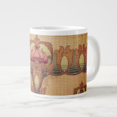 Art nouveau abstracte bloem bordeaux rood groen grote koffiekop (Voorkant rechts)