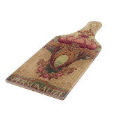 Art nouveau abstracte bloem bordeaux rood groen snijplank (Hoek)