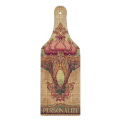 Art nouveau abstracte bloem bordeaux rood groen snijplank (Voorkant)