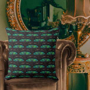 Art nouveau abstracte decoratie bruin groen kussen