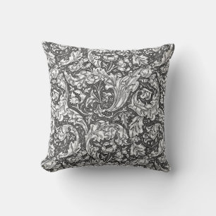 Art Nouveau Acanthus Leaves en Flowers, Grey Kussen